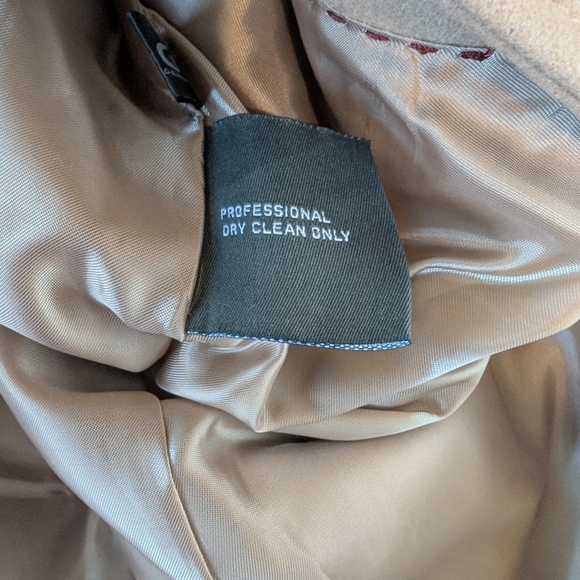 Kenneth Cole Reaction Wool Blend Y2K Minimalist Structured Classic Tan Coat 6 - Picture 7 of 7